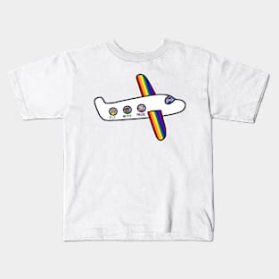 Gay Rainbow LGBTQ Airplane Travel Kids T-Shirt